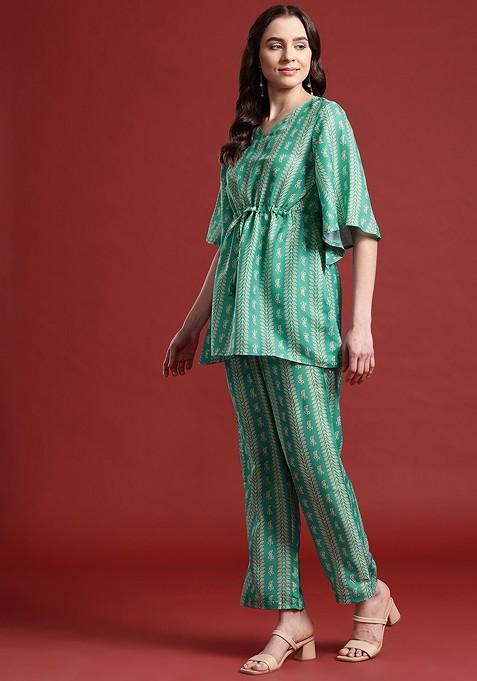 Green Printed Ethnic Coords