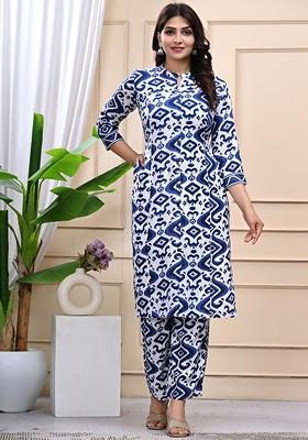 White Women Printed Pure Cotton Coord Set