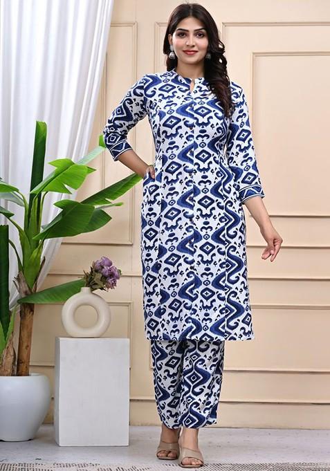 White Women Printed Pure Cotton Coord Set