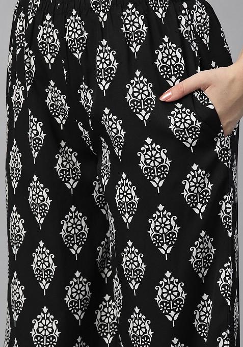 Black Ethnic Motifs Printed Ethnic Coords