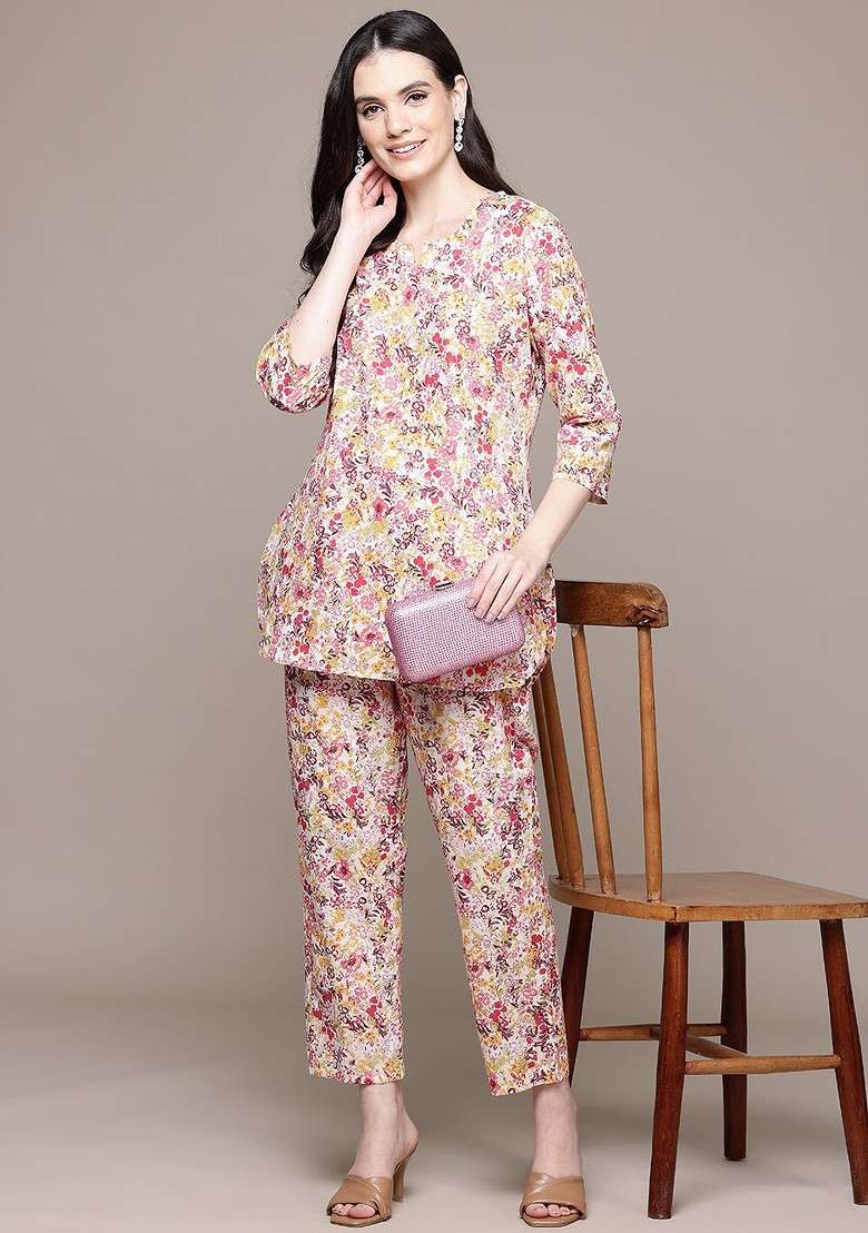 Multi Floral Printed Pure Cotton Coords - Indya