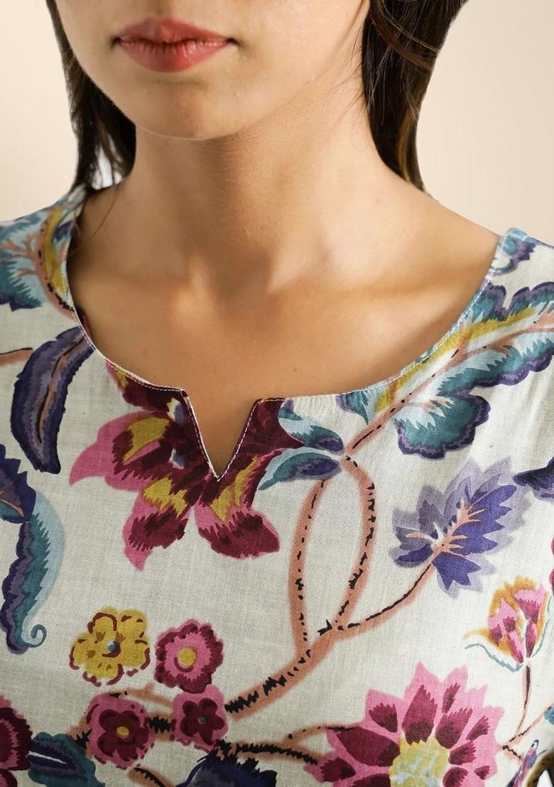 Blue Printed Tunic And Palazzo Coords