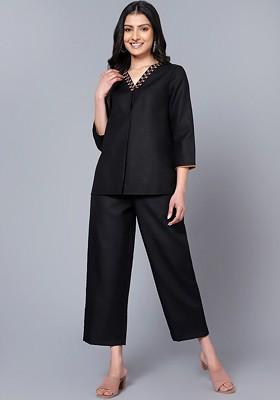 Black Embroidered Ethnic Tunic With Trouser