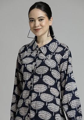 Black Ethnic Printed Blue Coord Set