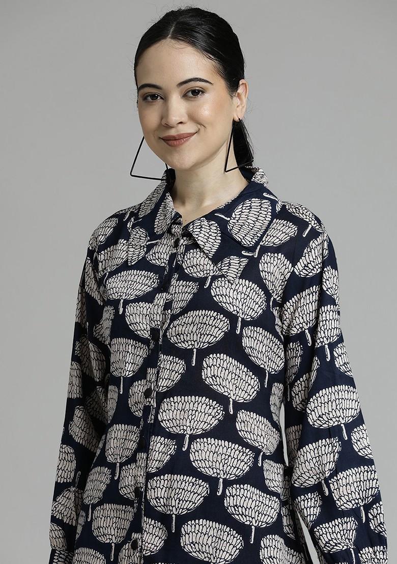 Black Ethnic Printed Blue Coord Set