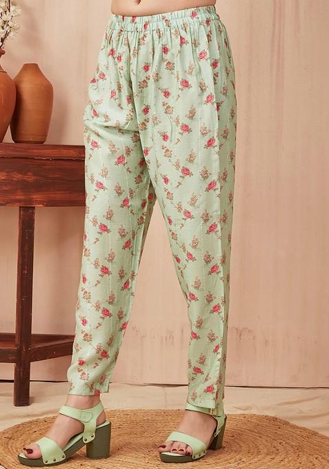 Sea Green Sea Green Printed Tunic And Trouser Set
