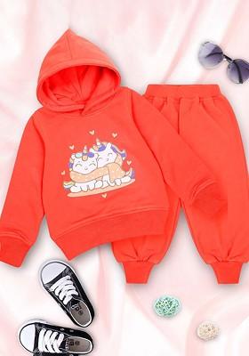 Coral Printed Poly Blend Co Ord Set For Girlss