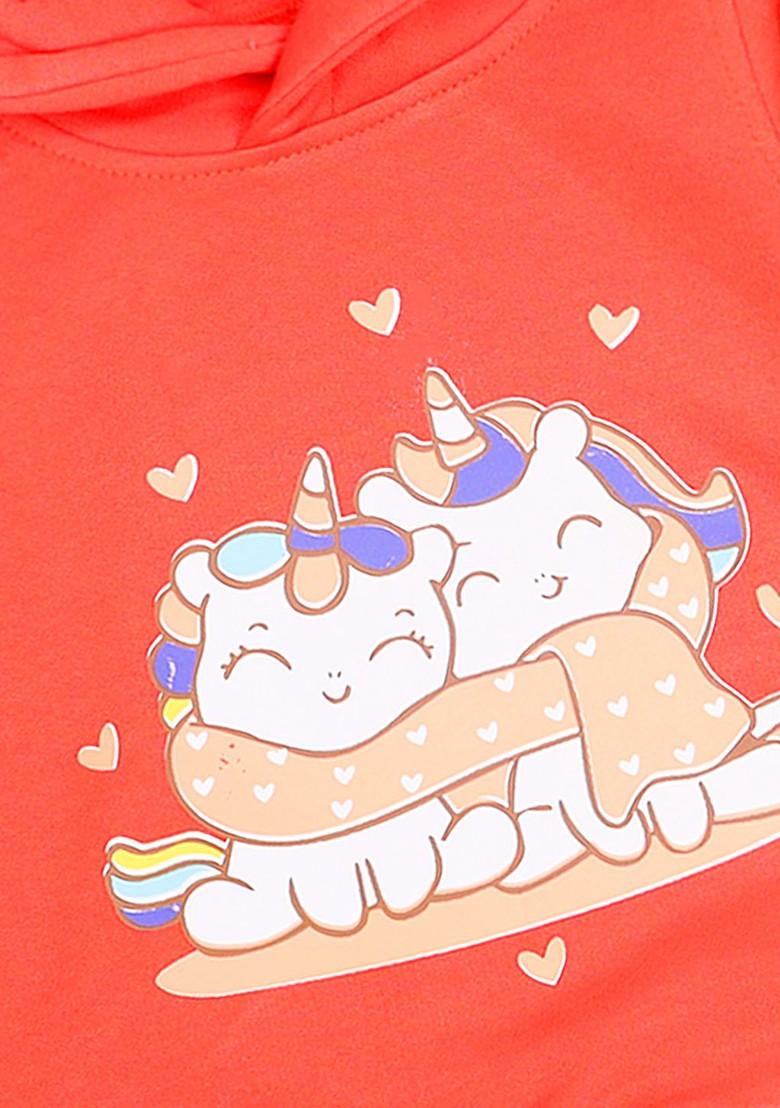 Coral Printed Poly Blend Co Ord Set For Girlss