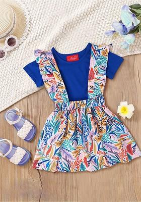 Blue Embroidered Poly Blend Co Ord Set For Girlss