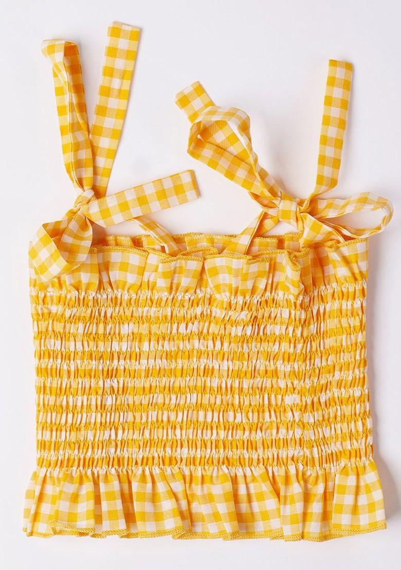 Yellow Embroidered Poly Blend Co Ord Set For Girlss