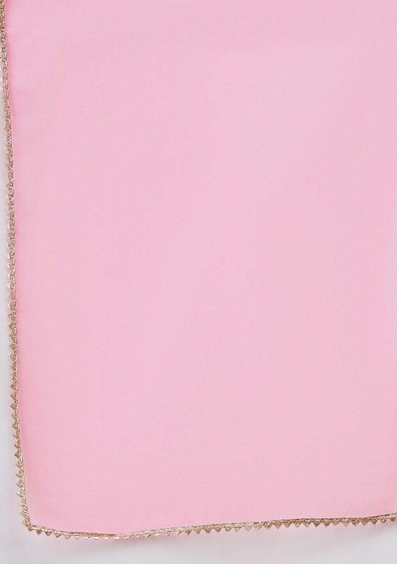 Green Embroidered Poly Blend Salwar Kameez With Dupatta For Girls