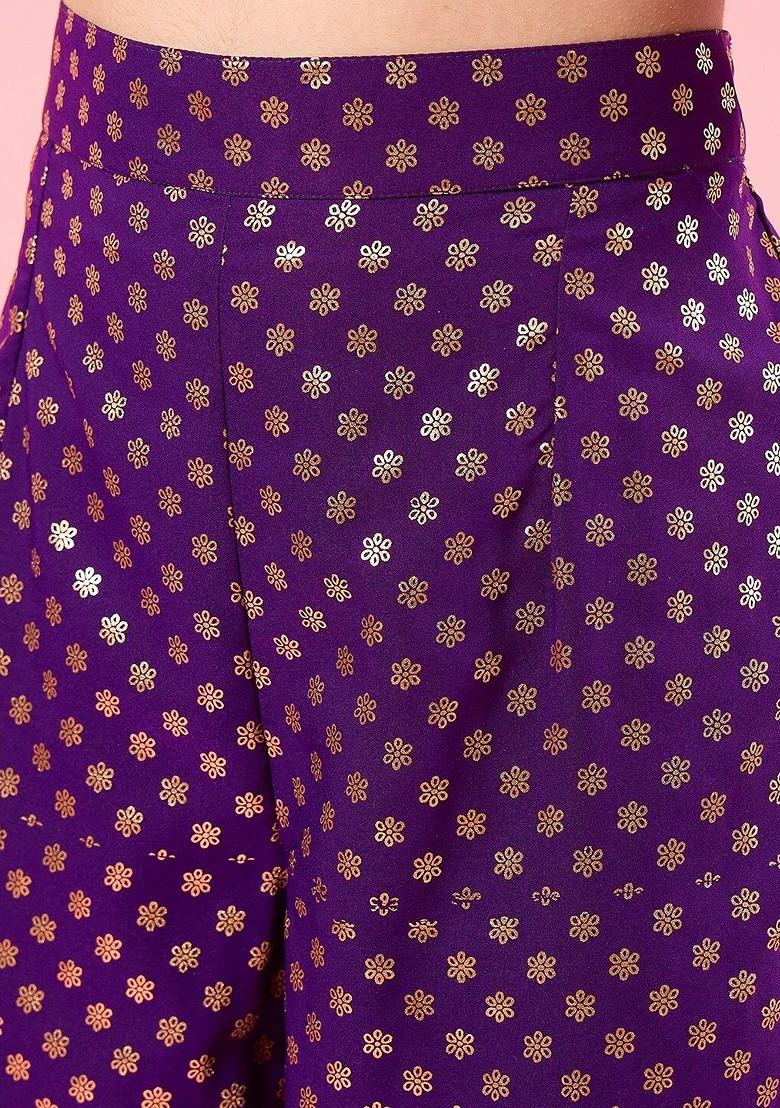 Maroon Printed Poly Blend Co Ord Set For Girlss