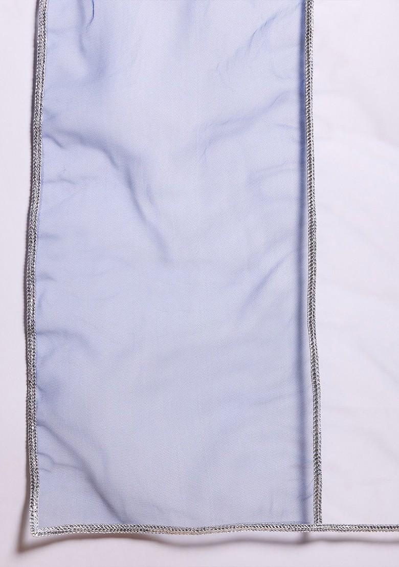 Blue Embroidered Poly Blend Salwar Kameez With Dupatta For Girls