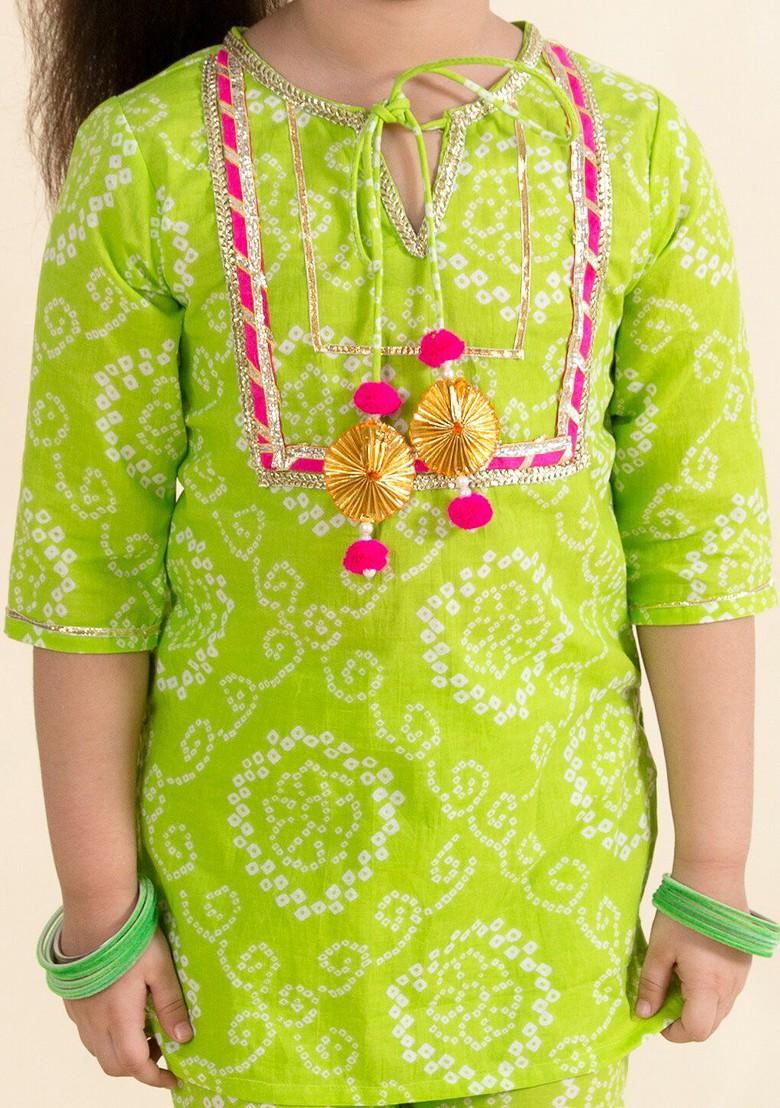 Green Embroidered Poly Blend Sharara Set With Dupatta For Girls