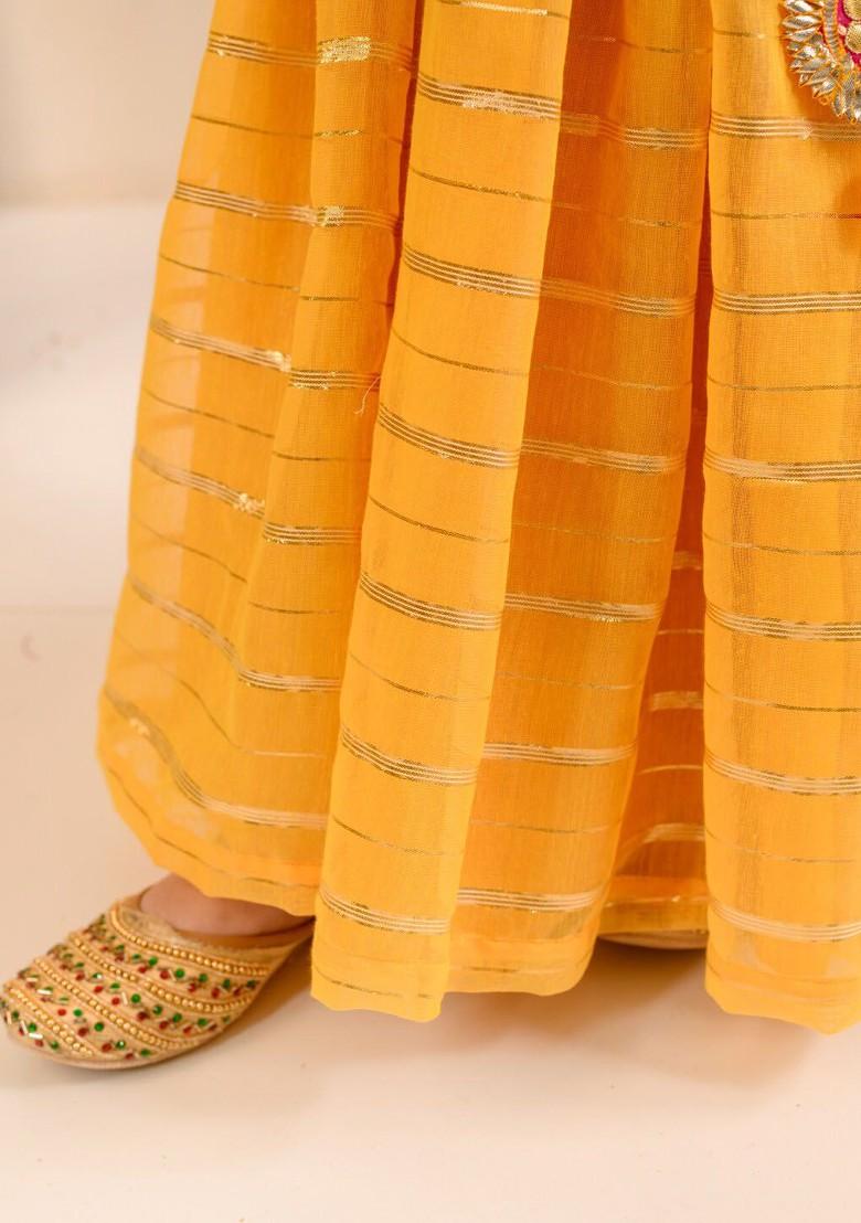 Red Printed Poly Blend Sharara Set With Dupatta For Girls