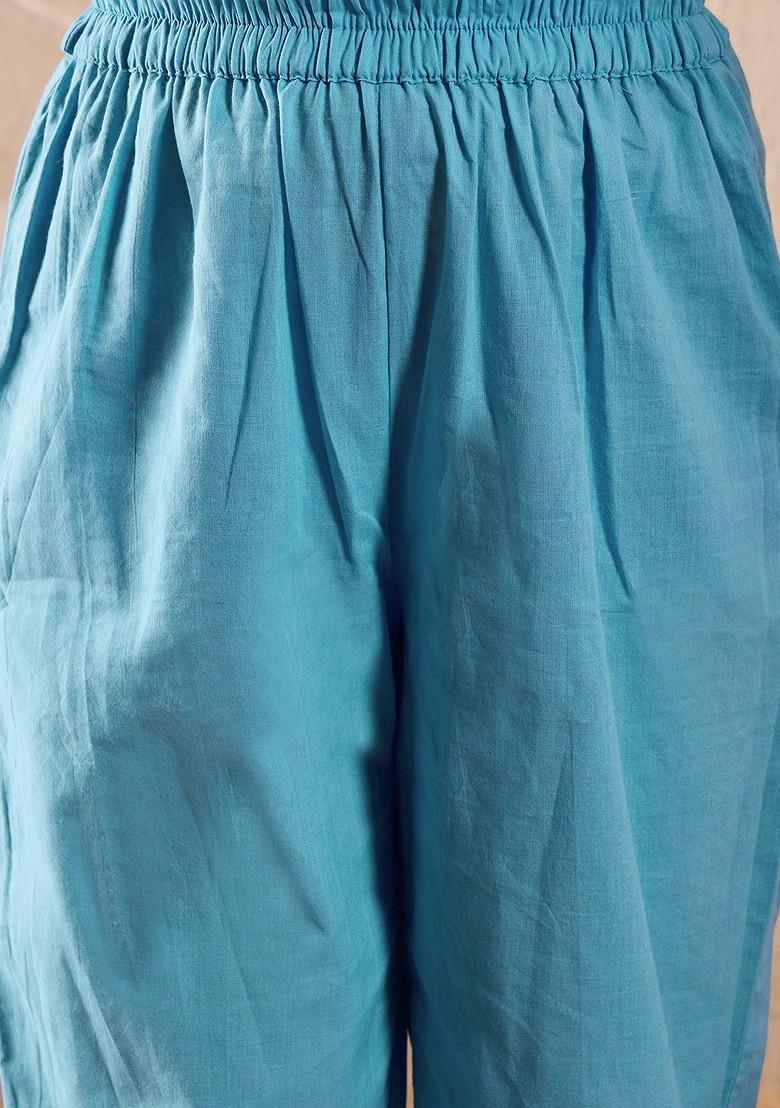 Blue Printed Poly Blend Salwar Kameez With Dupatta For Girls