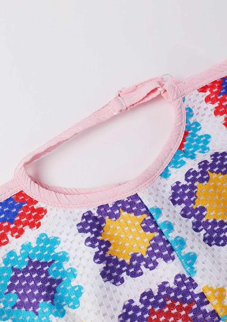 Pink Printed Poly Blend Co Ord Set For Girlss