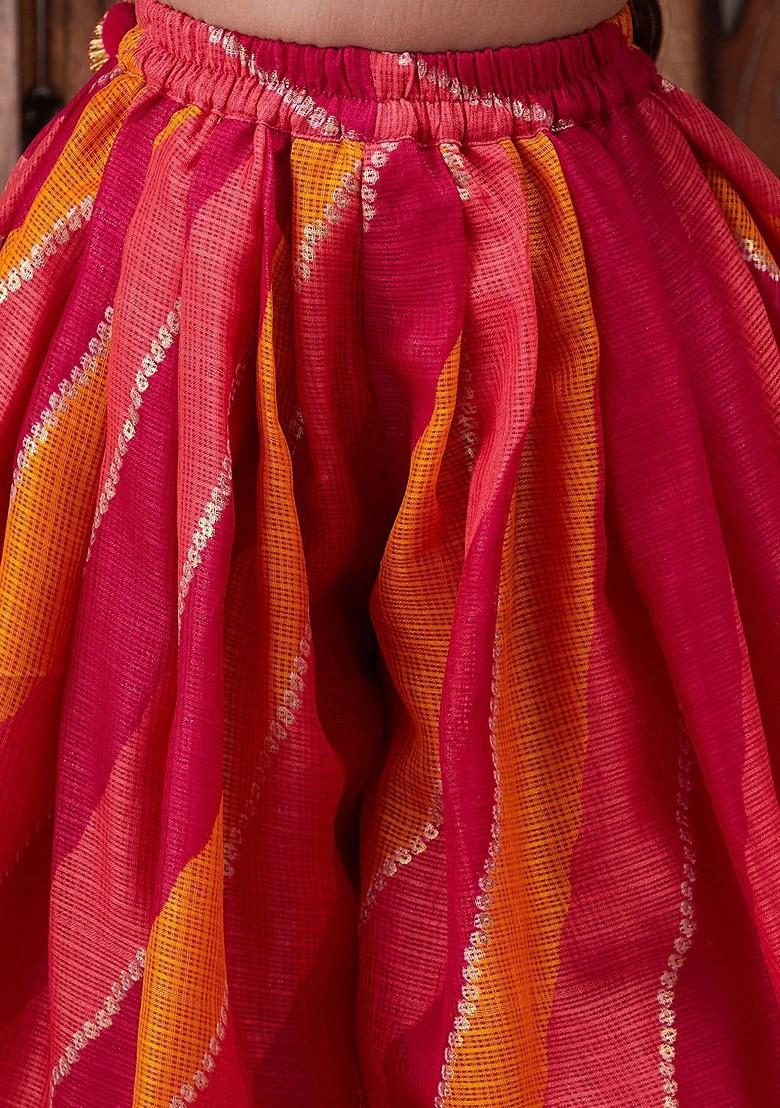 Fushcia Pink Printed Poly Blend Co Ord Set For Girlss