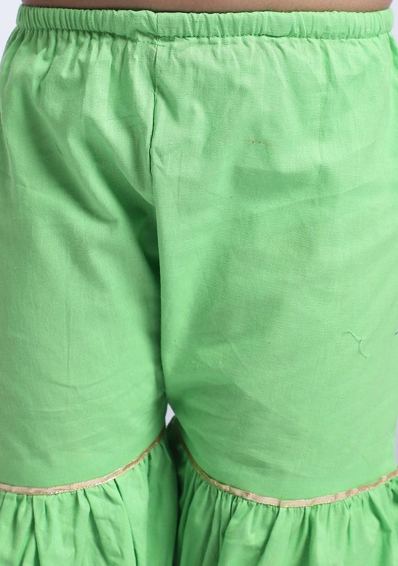 Girls Ethnic Motifs Printed Empire Gotta Patti Pure Cotton Kurta With Sharara