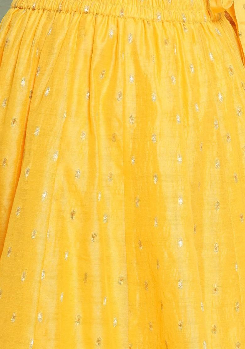 Yellow Girls Embroidered Gotta Patti Ready To Wear Lehenga And Blouse With Dupatta