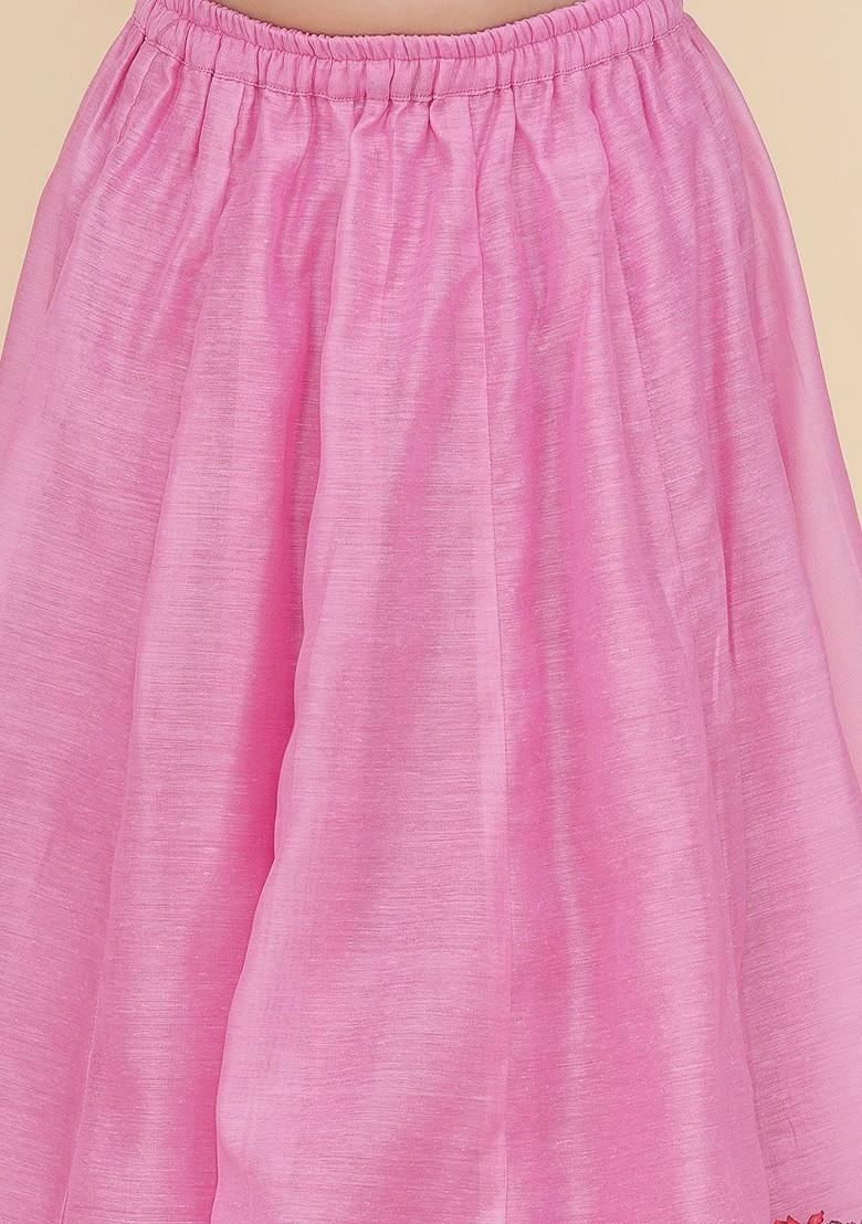 Pink Girls Printed Ready To Wear Lehenga And Blouse