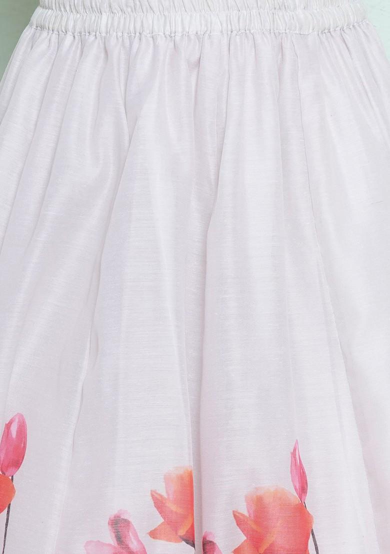 Pink Girls Embroidered Mirror Work Ready To Wear Lehenga And Blouse With Dupatta