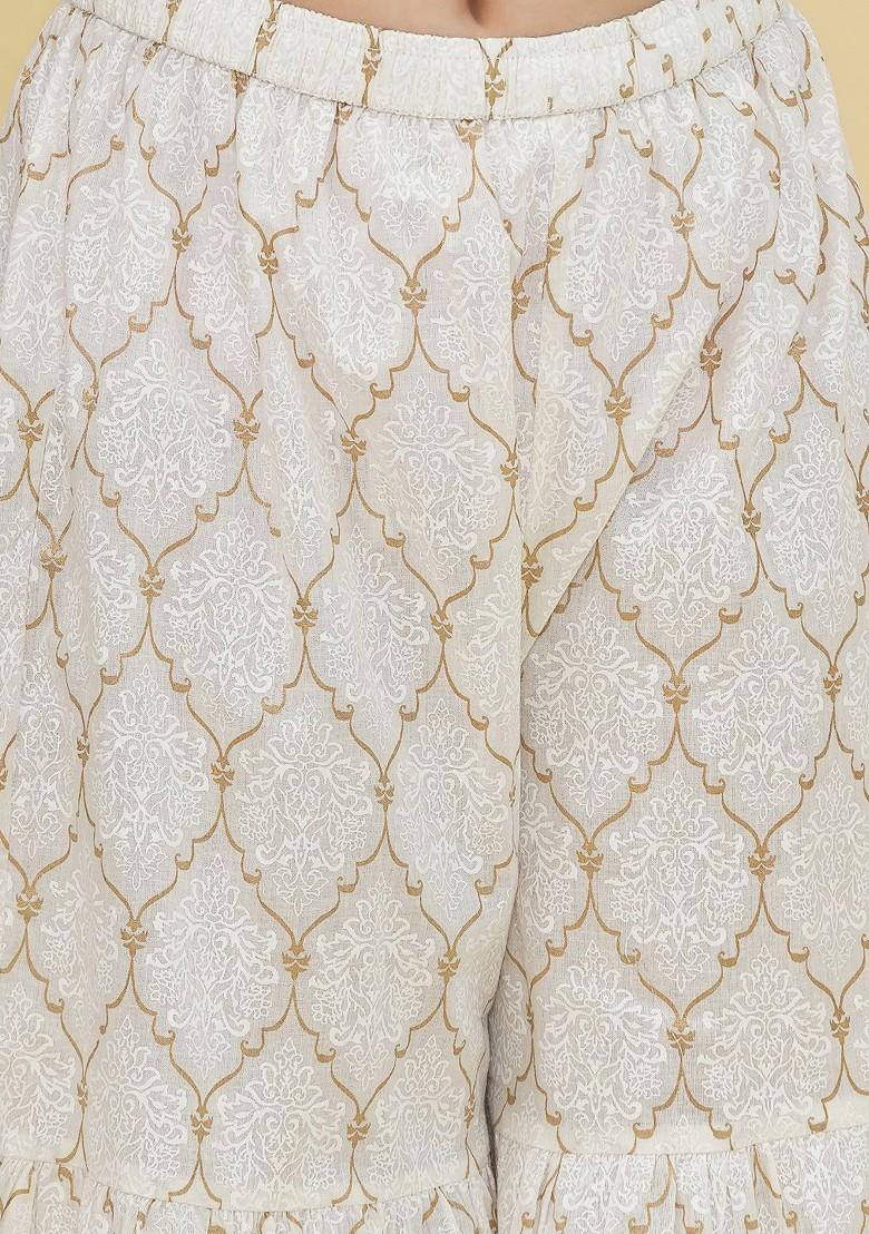 Yellow Girls Ethnic Motifs Empire Gotta Patti Kurta With Sharara