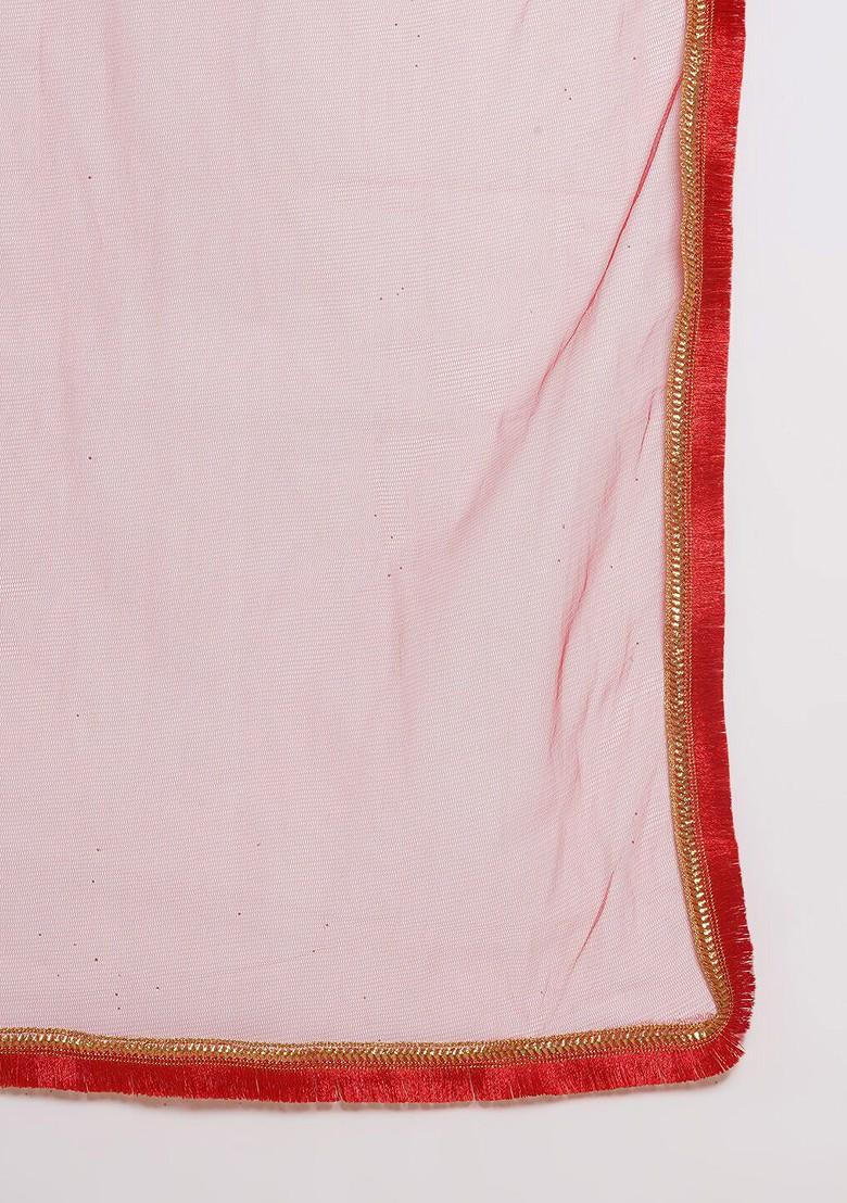 Yellow Girls Bandhani Printed Gotta Patti Cotton Lehenga And Blouse With Dupatta