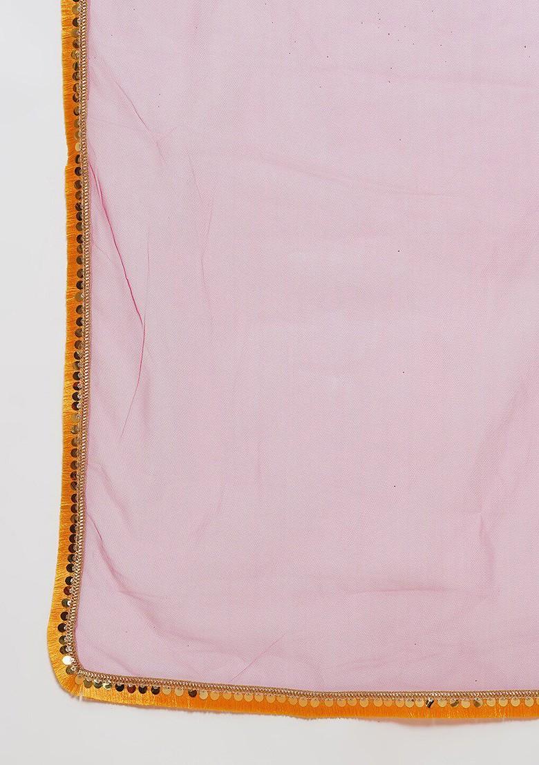 Pink Girls Printed Ready To Wear Lehenga And Blouse With Dupatta