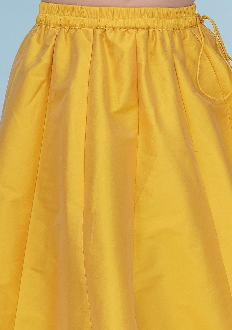 Yellow Girls Embroidered Ready To Wear Lehenga And Blouse With Dupatta