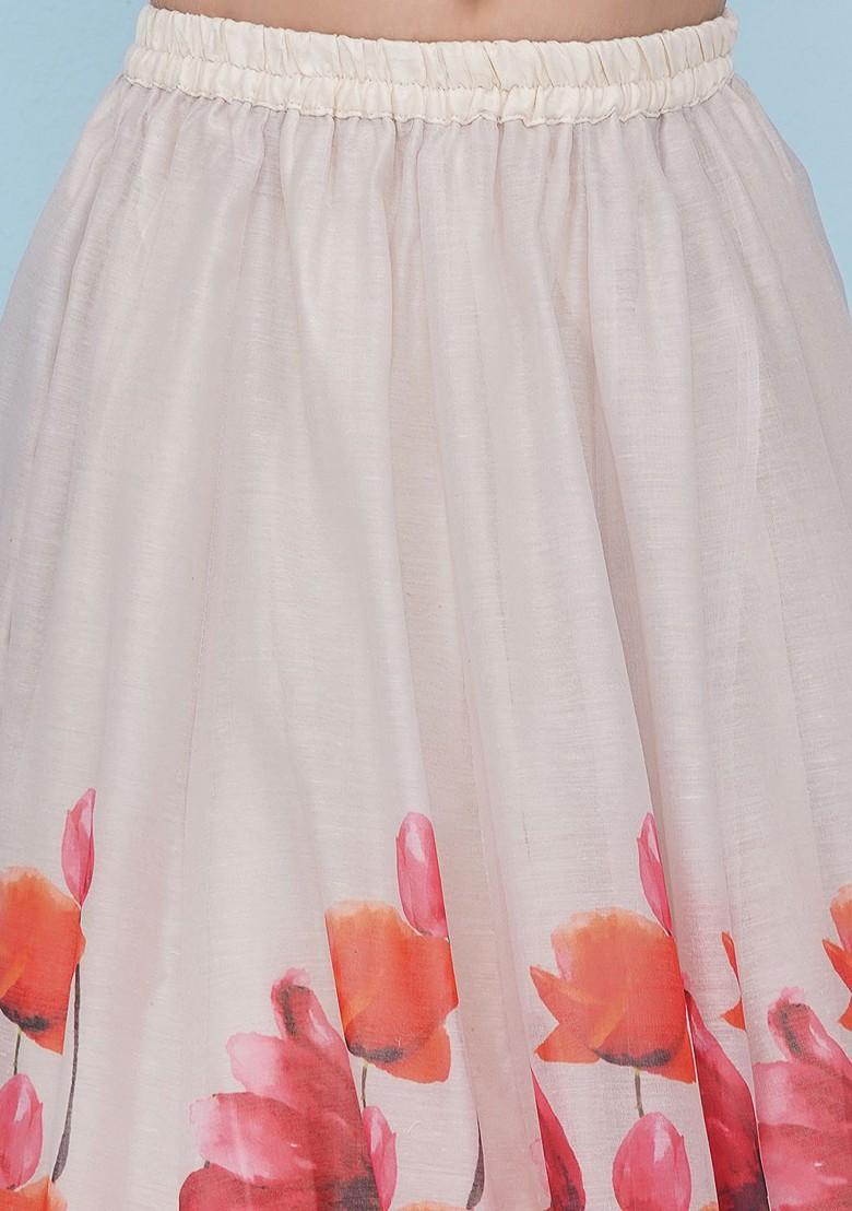 Grey Girls Printed Ready To Wear Lehenga And Blouse