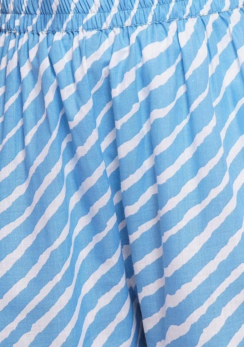 Blue Girls Bandhani Printed Angrakha Pure Cotton Kurta And Sharara With Dupatta