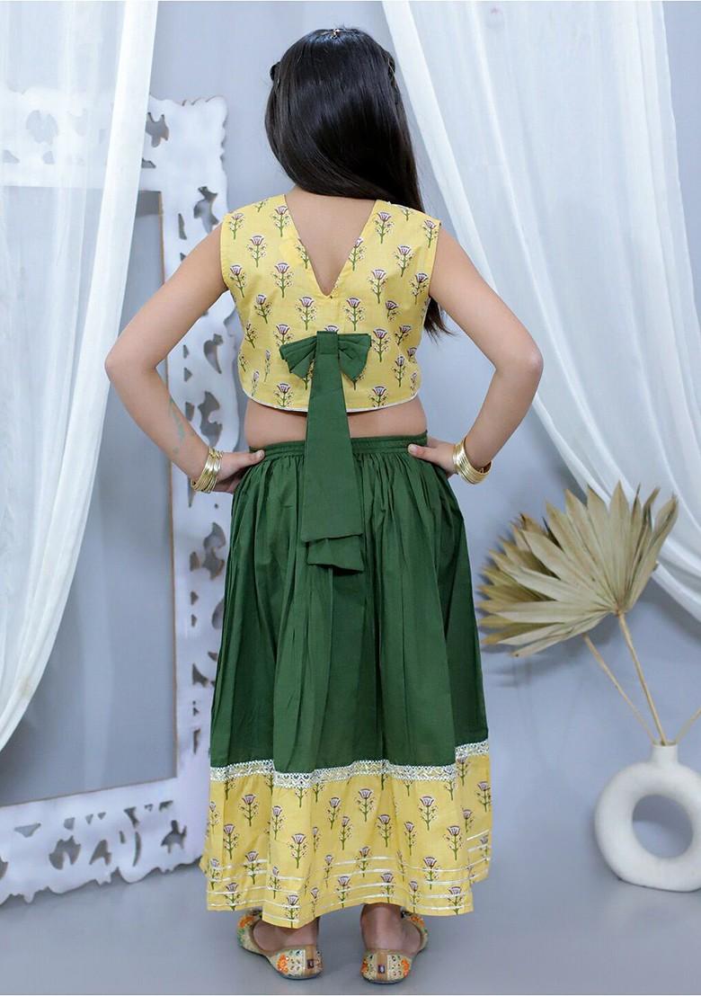 Girls Printed Ready To Wear Pure Cotton Lehenga And Choli