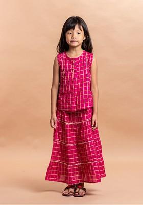 Girls Printed Pure Cotton Lehenga With Choli