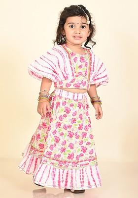 Girls Floral Printed Ready To Wear Cotton Lehenga Choli