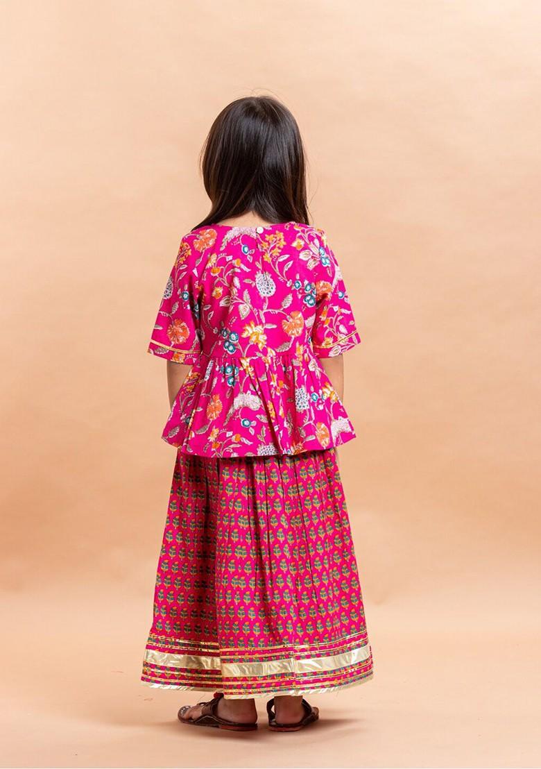 Girls Printed Pure Cotton Lehenga With Choli