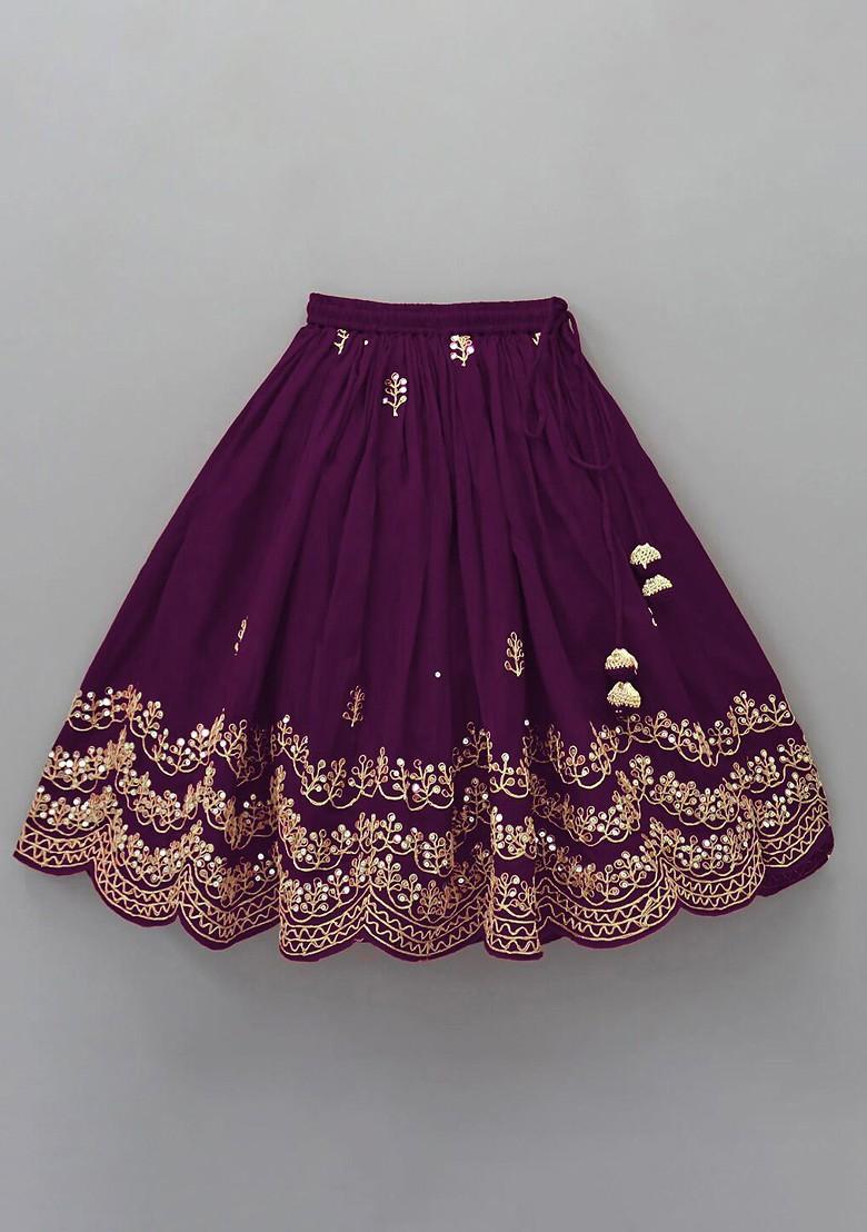 Girls Embroidered Sequinned Ready To Wear Lehenga With Top