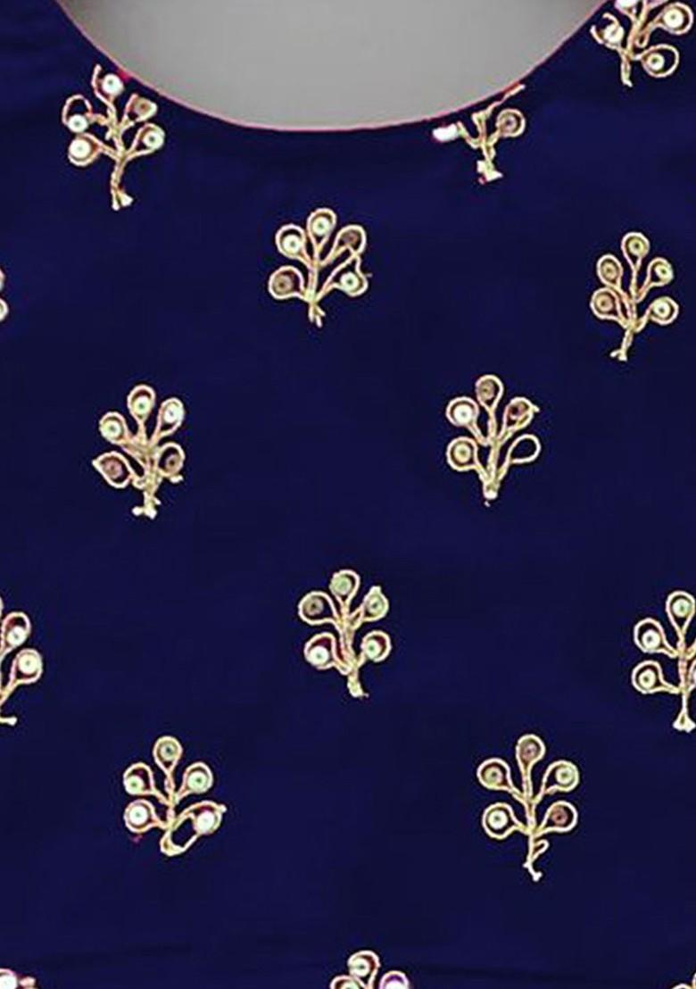 Girls Embroidered Sequinned Ready To Wear Lehenga And Blouse With Dupatta