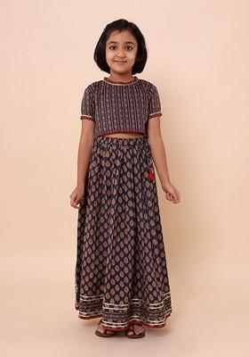 Girls Printed Pure Cotton Ready To Wear Lehenga Choli