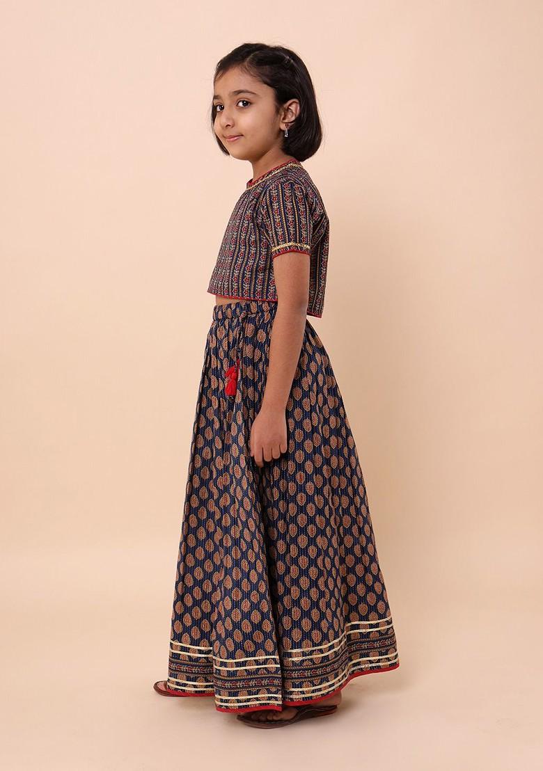 Girls Printed Pure Cotton Ready To Wear Lehenga Choli
