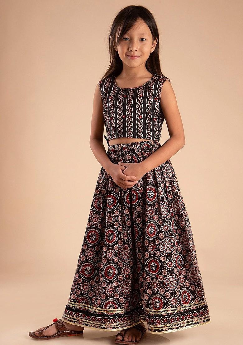 Girls Printed Pure Cotton Lehenga With Choli
