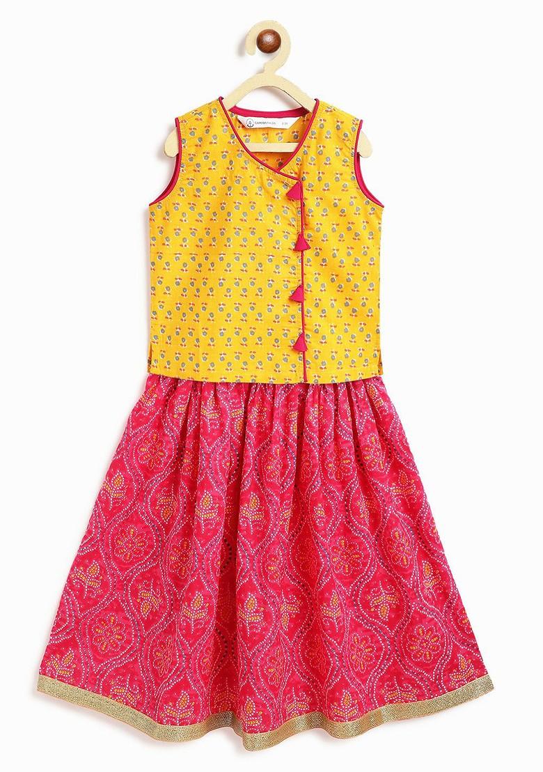 Girls Floral Printed Pure Cotton Ready To Wear Lehenga And Choli