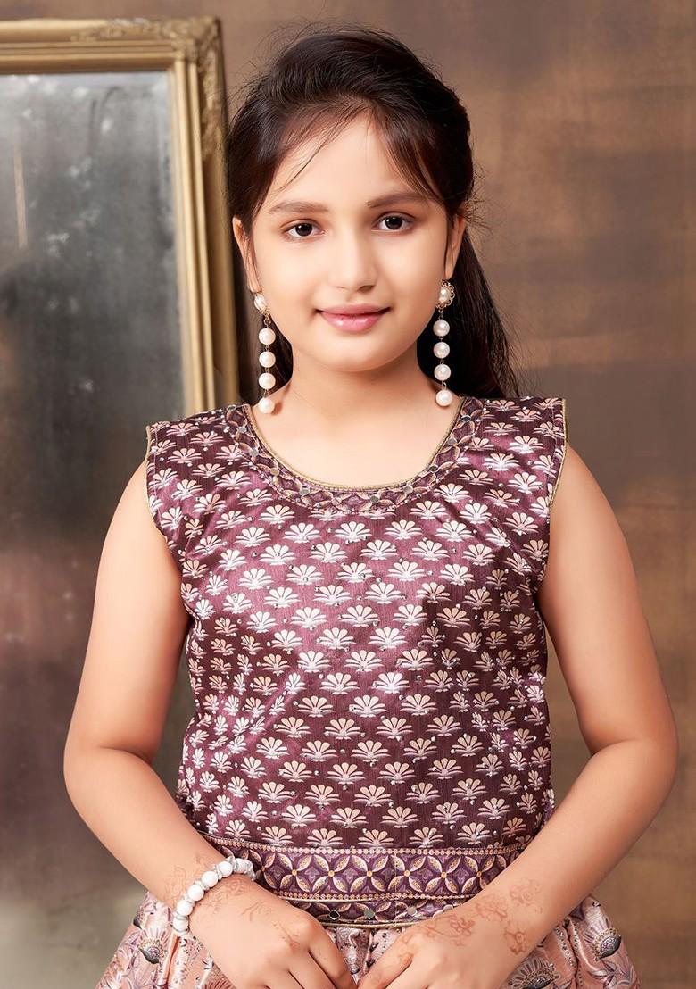 Girls Ethnic Motifs Printed Embellished Lehenga With Choli And Dupatta