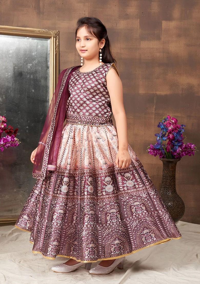 Girls Ethnic Motifs Printed Embellished Lehenga With Choli And Dupatta