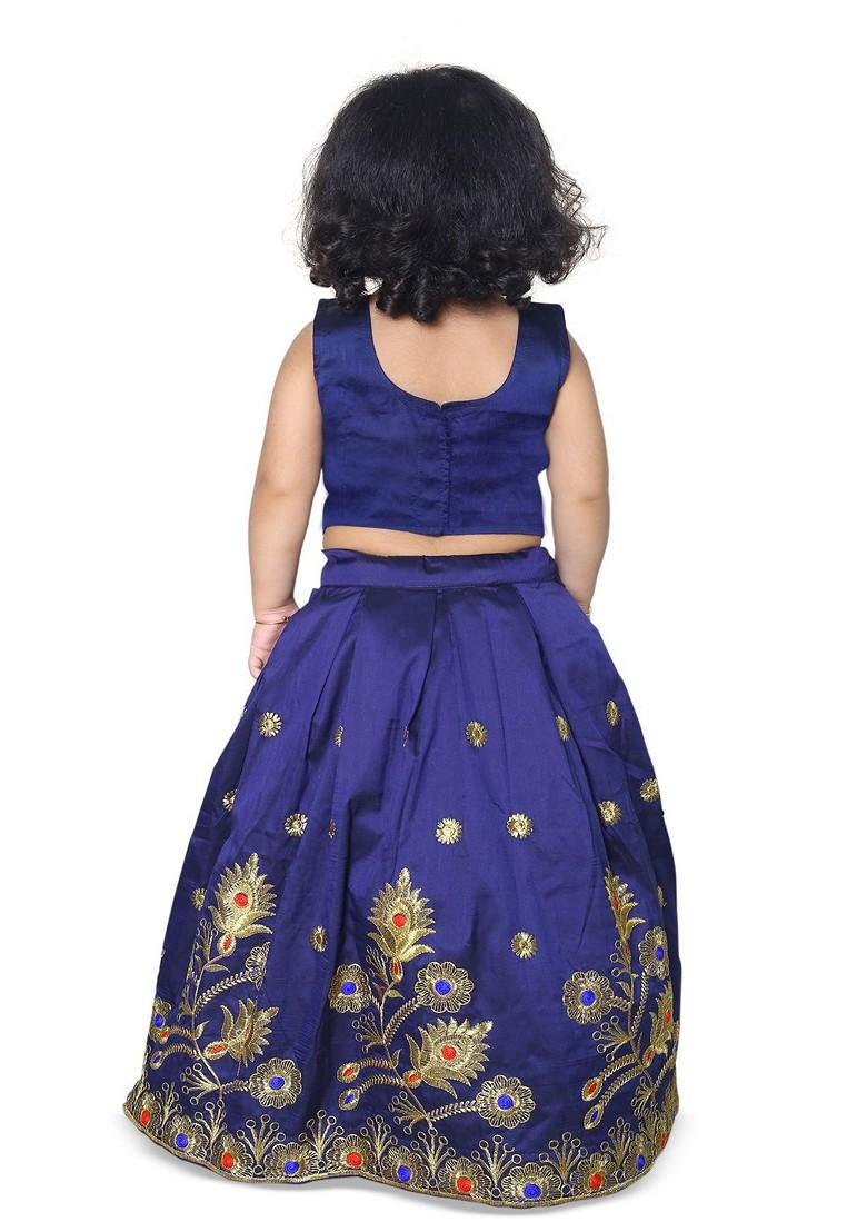 Girls Embroidered Sequinned Ready To Wear Lehenga And Blouse With Dupatta