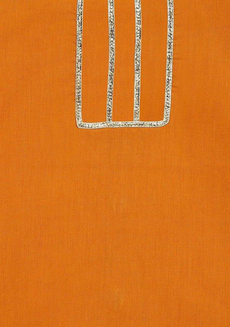 Girls Mustard And Gold Toned Ready To Wear Pure Cotton Lehenga And Choli