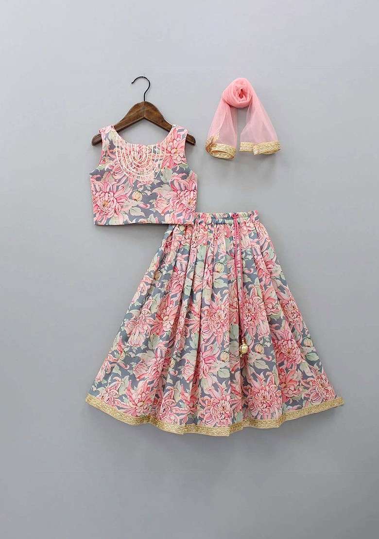 Girls Ready To Wear Lehenga And Blouse With Dupatta - Indya