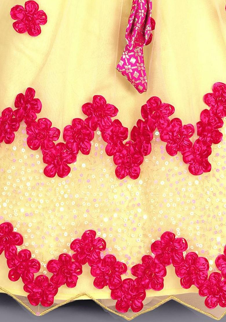Girls Embroidered Sequinned Ready To Wear Lehenga And Blouse With Dupatta
