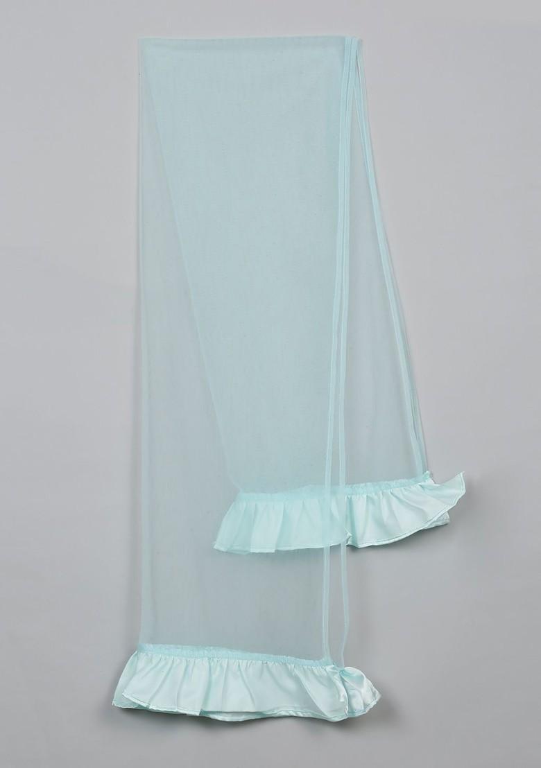 Girls Embellished Mirror Work Net Ready To Wear Lehenga And Blouse With Dupatta