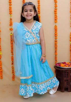 Girls Ethnic Motifs Printed Ready To Wear Cotton Lehenga And Blouse With Dupatta